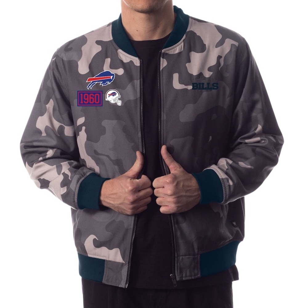 The Wild collective Buffalo Bills one family NFL camo bomber jacket full zip - Picture 2 of 15